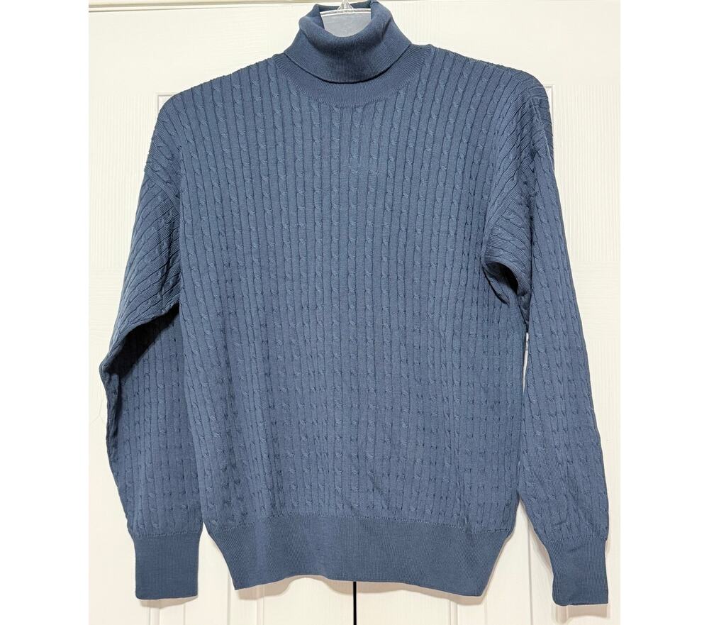 NWT Barrie Pace LTD 100% Merino Wool Turtleneck Sweater, Blue, Size M